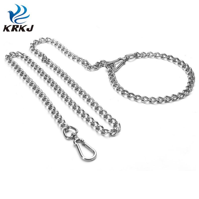 Waterproof Rust Seamless Welding Pet 2m Double Headed Stainless Steel Dog Chain Leash