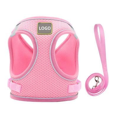 Small Medium Pets Soft Breathable Air Mesh Reflective Bands Safe Comfortable Dog Harness with 1.5m Leash