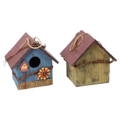 Wooden Bird Nest Hanging Creative Bird Cage Wooden Creative House Shape Wall Hanging Decorated Bird Nest