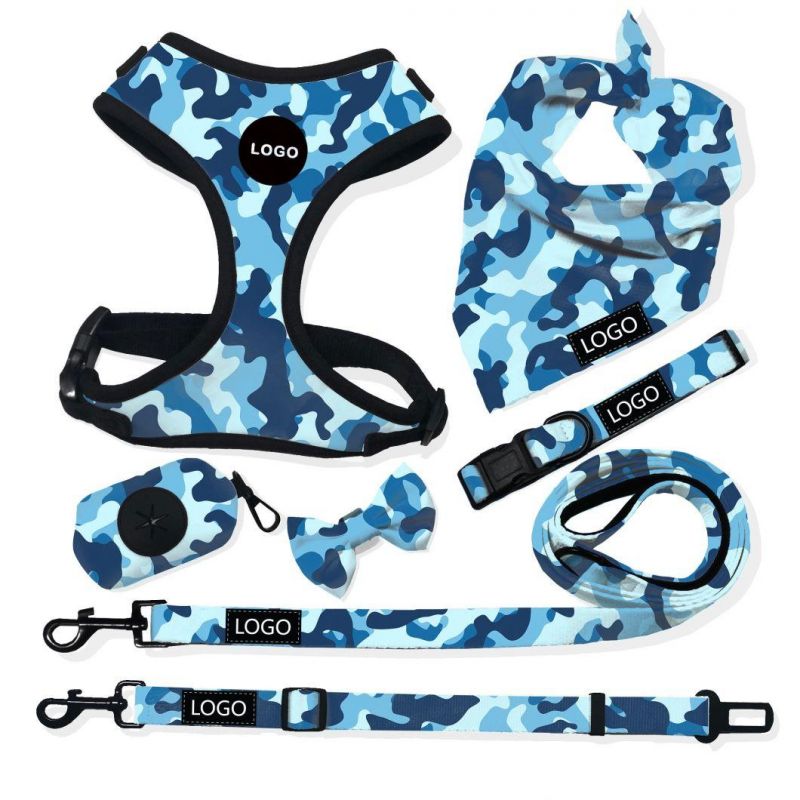 6 in Set Dog Harness Set Amazon Hot Selling Dog Collar Dog Accessories Bow Tie Poop Pag