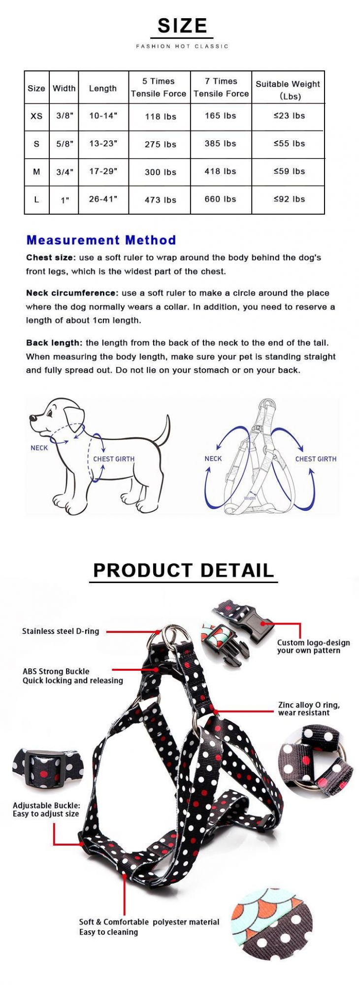 Best Selling Pet Products Custom Adjustable Soft Polyester Dog Harness