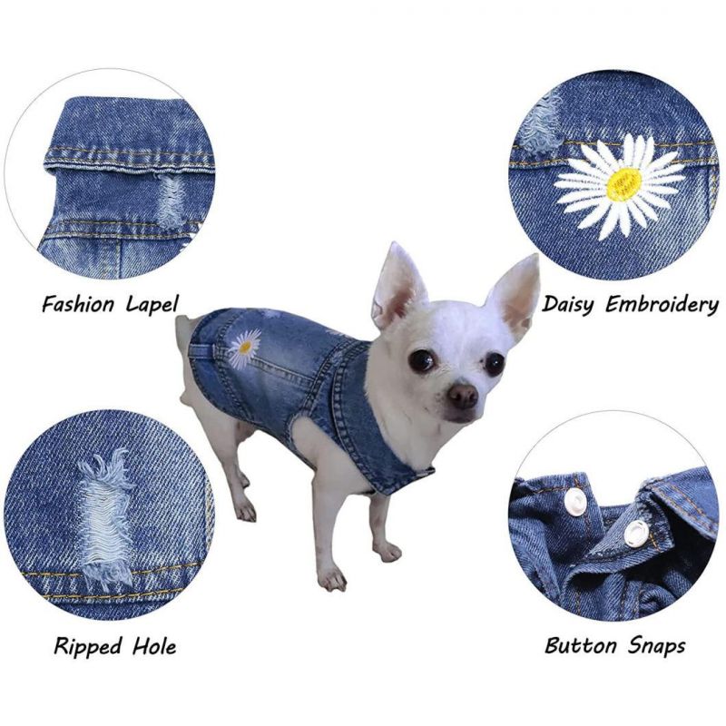 Pet Denim Clothes Dog Summer Cowboy Vest Daisy Shirt Jeasn Jacket