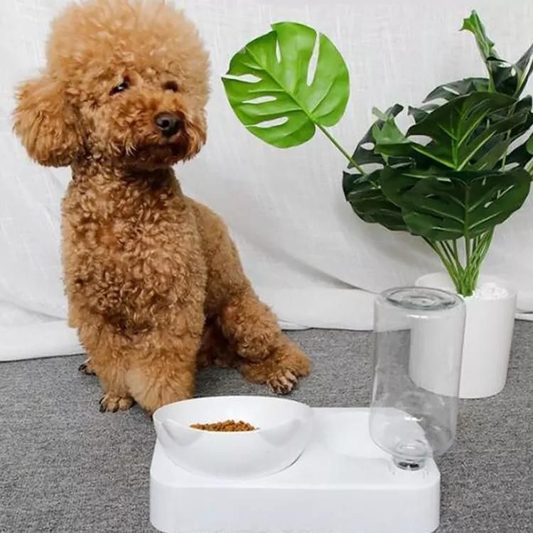 Adjustable Rectangular Base Cat Double Bowl Automatic Drinking Water Bowl