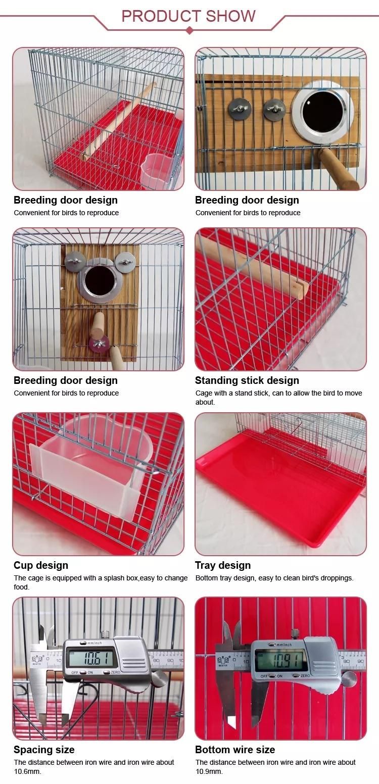 Large Square Metal Portable Folding Bird Parrot Pet Pigeon Rabbit Chicken Carrier Breeding Cage with Breeding Window