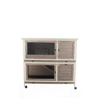 Wooden Double Layer Dog Cage Pet Room with Wheels Is Breathable and Rainproof