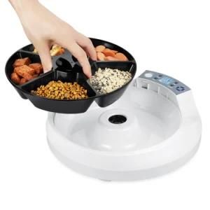 Automatic Pet Feeder 5 Individual Feeding Compartments Timed Pet Food Dispenser