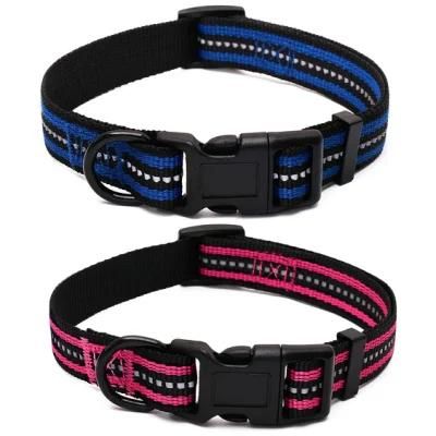 Night Reflective Double Bands Nylon Dog Collar