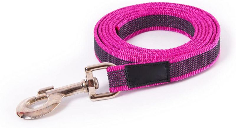 6 FT Dog Lead for Running Pink-Gray Strong Nylon Rope Non Slip Rubber Stitch
