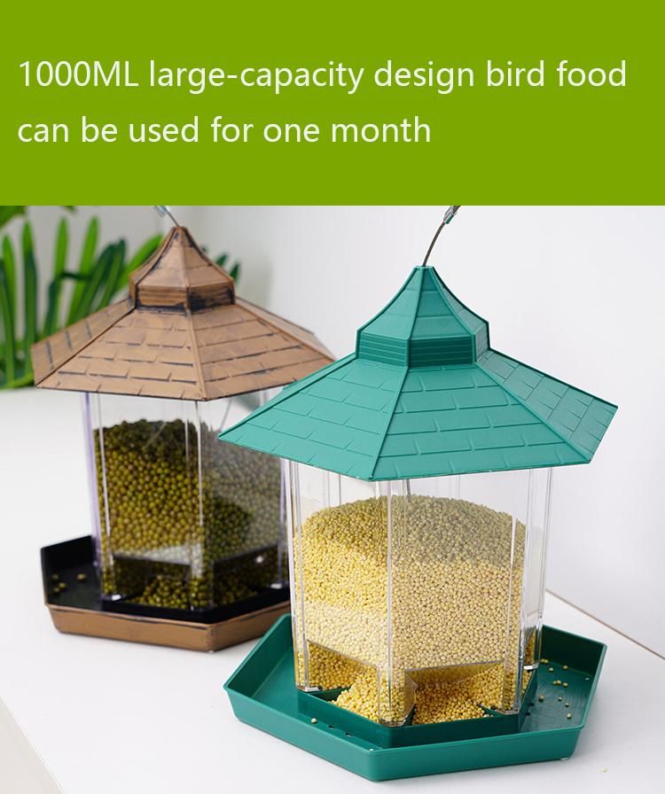 Pavilion-Shaped Bird Feeder with Hanging Outdoor Garden Water Resistant