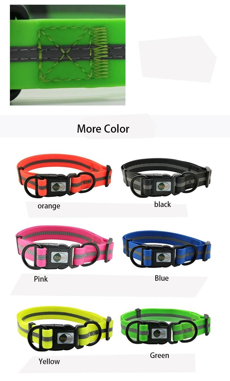 Custom Waterproof Durable Dog Collar PVC Coated Reflective Clean Dog Collars for Pet Products