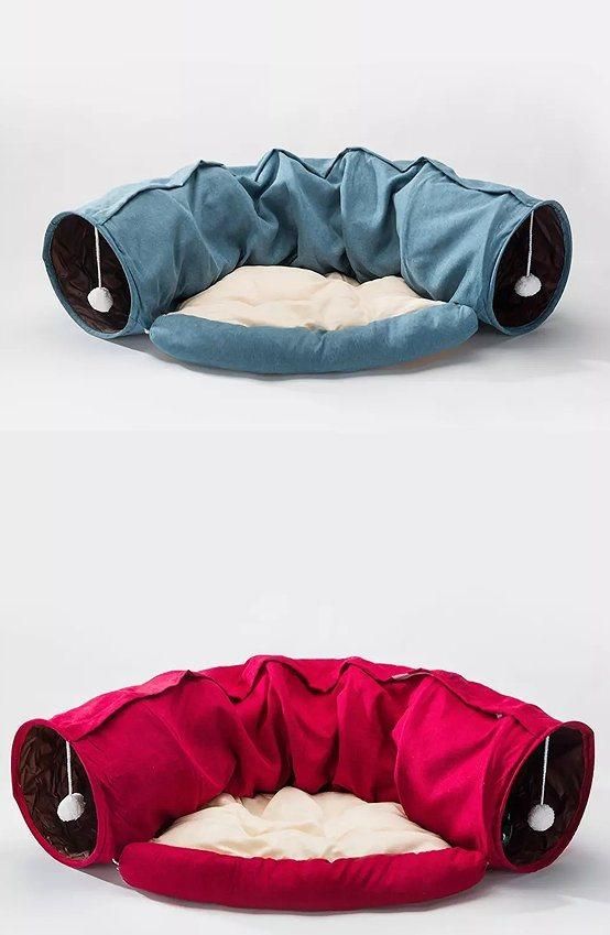 Factory Wholesale Luxury Durable 2 Hole Tunnel Cat Bed