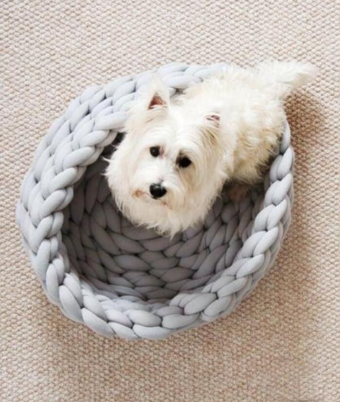 100% Natural Luxury Crochet Arm Knit Giant Chunky Cotton Tube Cave Pet Dog Cat Bed