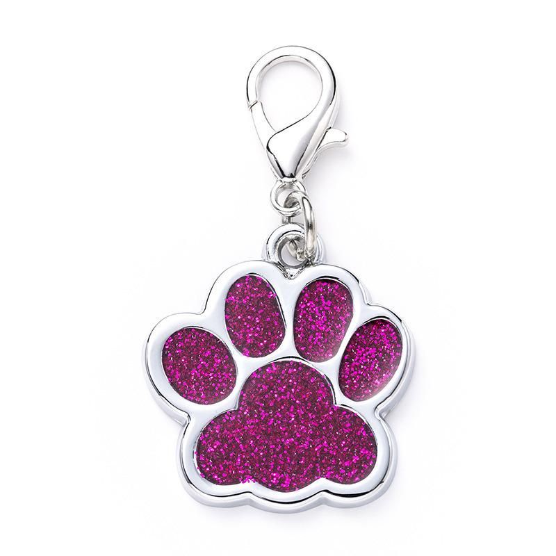 Animal Dog Cat Paw Print Charms Pendants Crystal Beads Glitter Footprint for Dog Tag Fit Pet Collar Necklace Pendant Chain