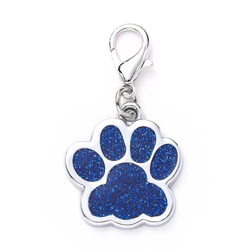 Animal Dog Cat Paw Print Charms Pendants Crystal Beads Glitter Footprint for Dog Tag Fit Pet Collar Necklace Pendant Chain