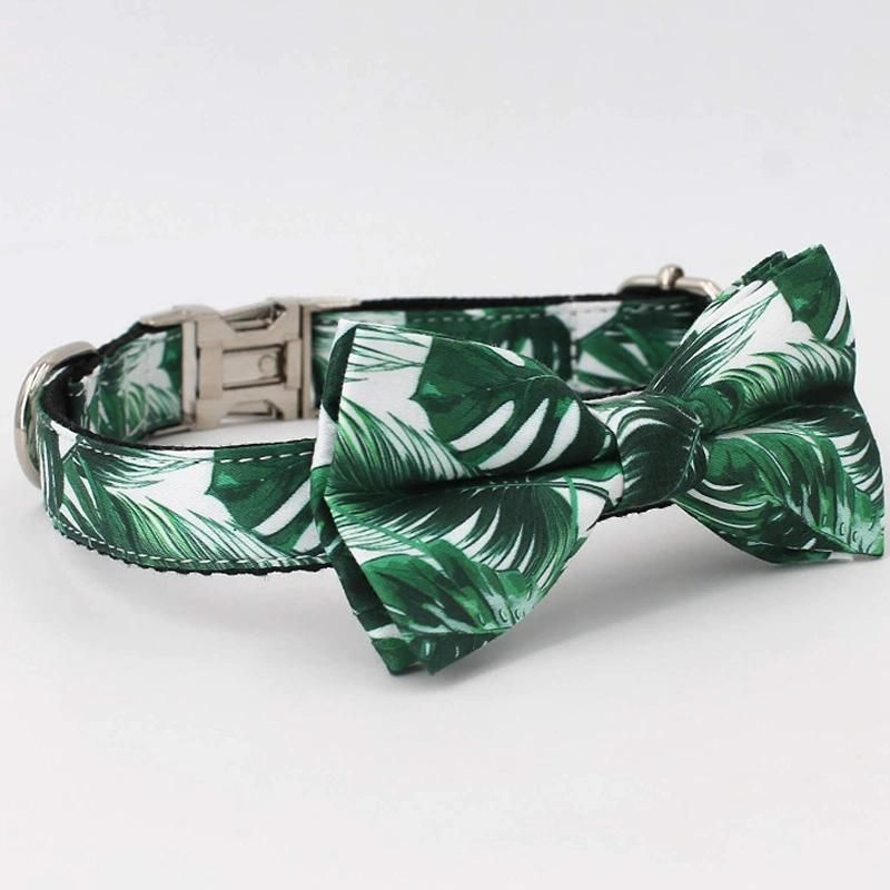 Custom Pattern Dog Collar with Bow Tie Ajustable Dog Accessories Designer Fashion Luxury Pet Collar