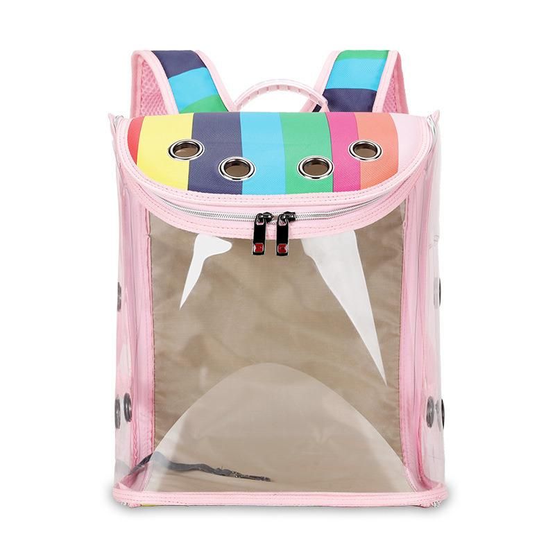 Pet Backpack Classic Plaid Pattern Transparent Pet Dog Cat Backpack