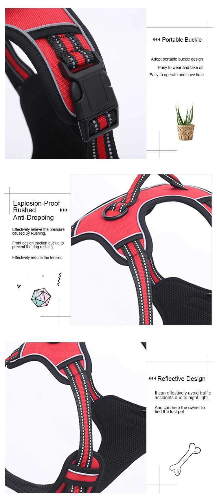 New Outdoor Padded, Solid Color Sport Safety D Ring Small Medium Large Dog Harness