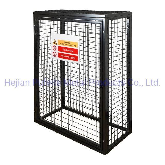 Black Powder Coated Wire Mesh Gas Cylinder Cages.