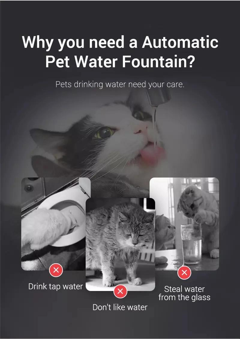 2L Pet Sensor Drinking Feeder with Faucet/ Automatic Cat Water Fountain with Filter
