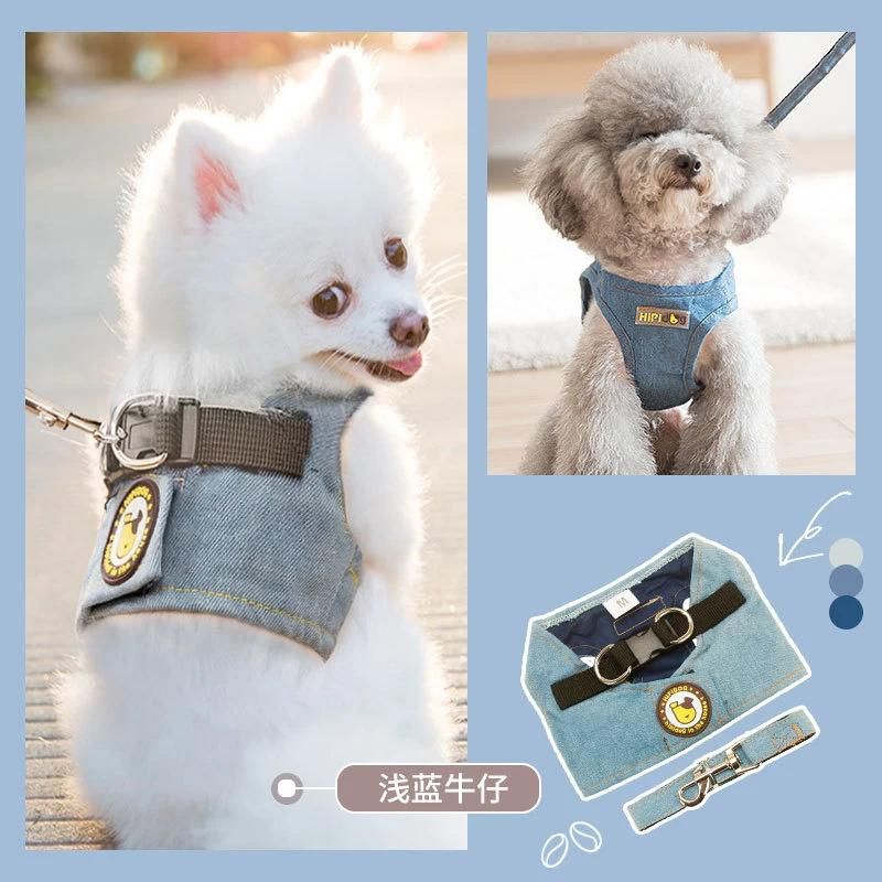 OEM Accept Adjustable Dog Collar Leash and Reversible Harness Set with Dog Bowtie