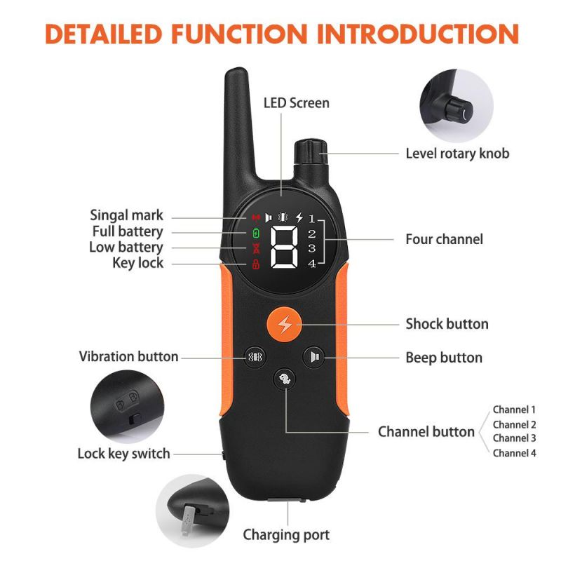 Pet Trainer Waterproof Remote Electric Control Pet Dog Training Rechargeable Shock Collar for Dog Training/Factory Price