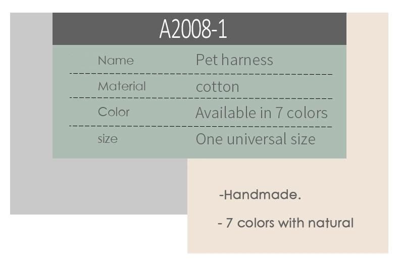 Fashion Adjustable Soft and Skin-Friendly Multiple Color Durable Cotton Cat Leash Pet