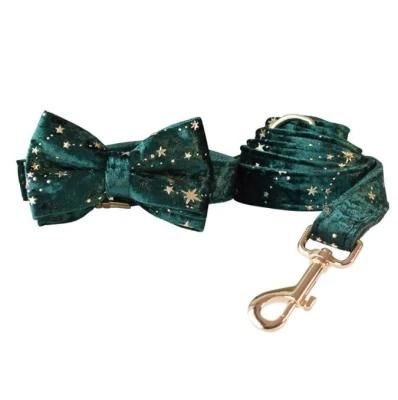Bowtie Dog Collar-Velvet Dog Collars with Detachable Bowtie, Adjustable Bow Collar for Girl and Boy Dogs