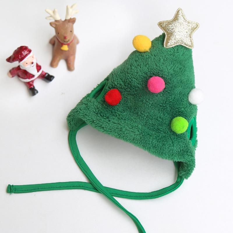 Adjustable Christmas Tree Hat Elk Antlers Pet Clothes Set