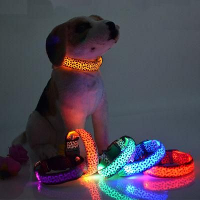 Pet Dog LED Luminous Collar Leopard Adjustable Glow Pet Collar