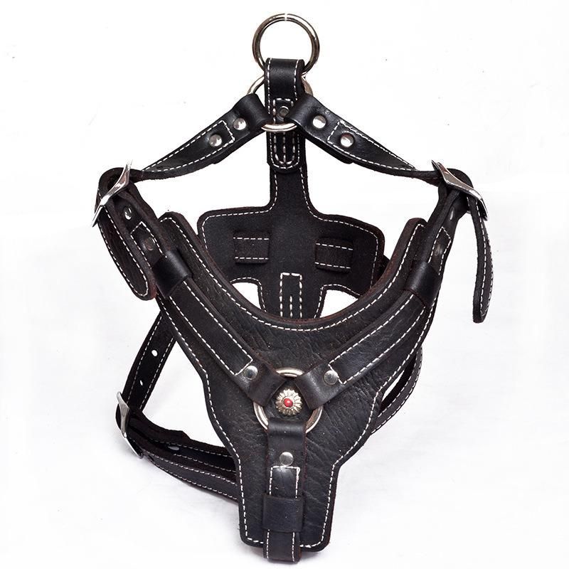 Amazon′s Best-Selling Non-Tension Luxury Leather Special-Shaped Pet Dog Vest Harness