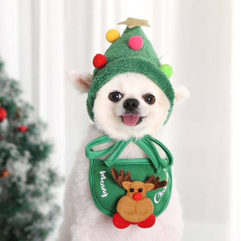 Pet Christmas Hats with Saliva Towel for Dog and Cat