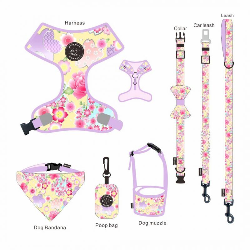 Wholesale Soft New Designer Luxury Waterproof PVC Custom Dog Harness Collar and Leash Set Personalized with Poop Bag