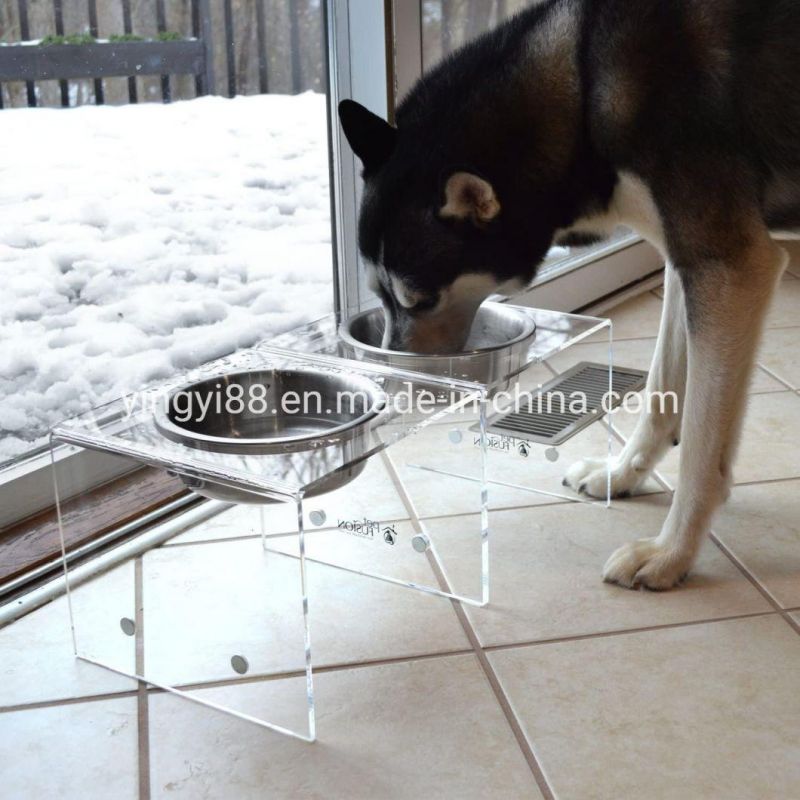 Factory Wholesale Elevated Acrylic Magnetic Dog Feeder