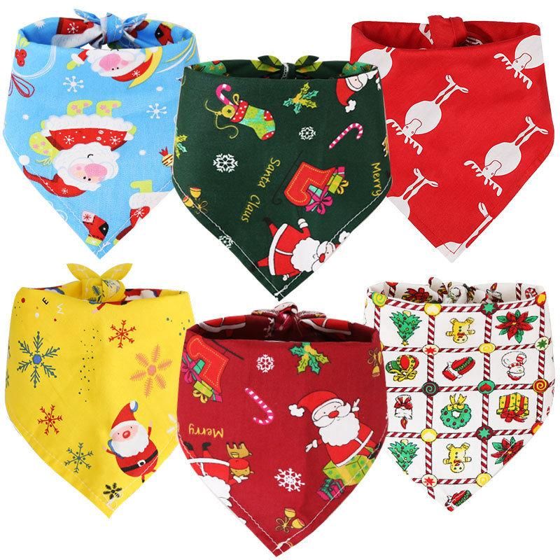 Cotton Christmas Triangular Saliva Towel Dog Bandana Scarf