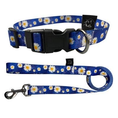 New Adjustable Flower Design Dog Puppy Collar and Lead Leash Set