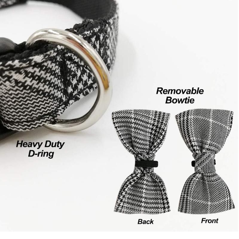 Eco Friendly Ajustable Wool Material High Quality Sublimation Dog Collar Leash with Bowtie