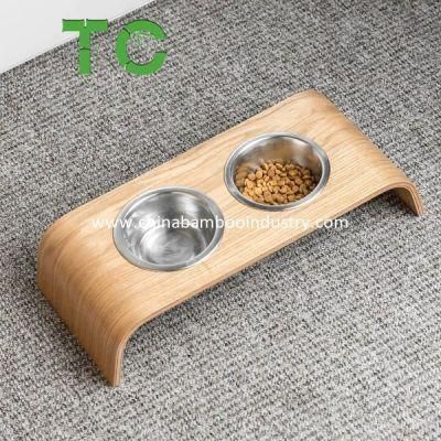 Factory Wholesale Wood Pet Feeder Wooden Elevated Stand Raised Stand Pet Feeder Bamboo Cat Dog Bowls Elevated Pet Feeder