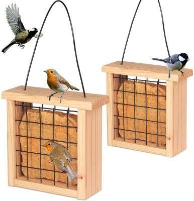 Hanging Wooden Outdoor Wild Bird Table Feeder House Feeding Station Garden Bird Cage