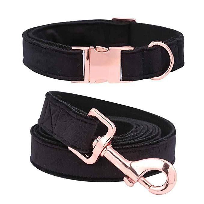 Classic Handmade Hemp Custom Logo Cotton Velvet Dog Collar with Matching Leash