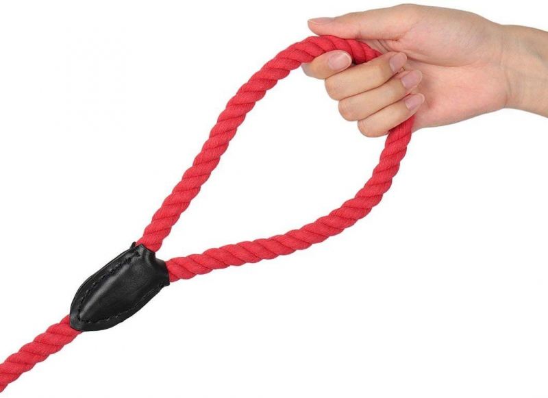 Adjustable Soft Leather Strap Cotton Rope Lead