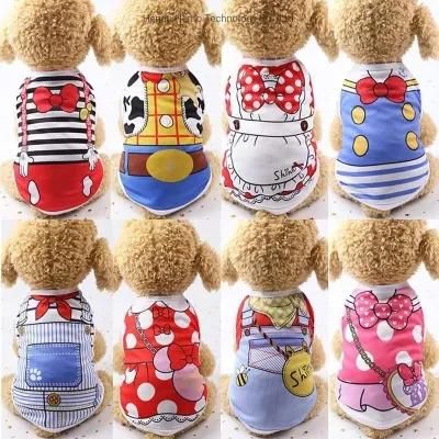 Cartoon Summer T-Shirt Puppy Vest Pets Clothing Mix Color Cat Breathable Cotton Dogs Clothes