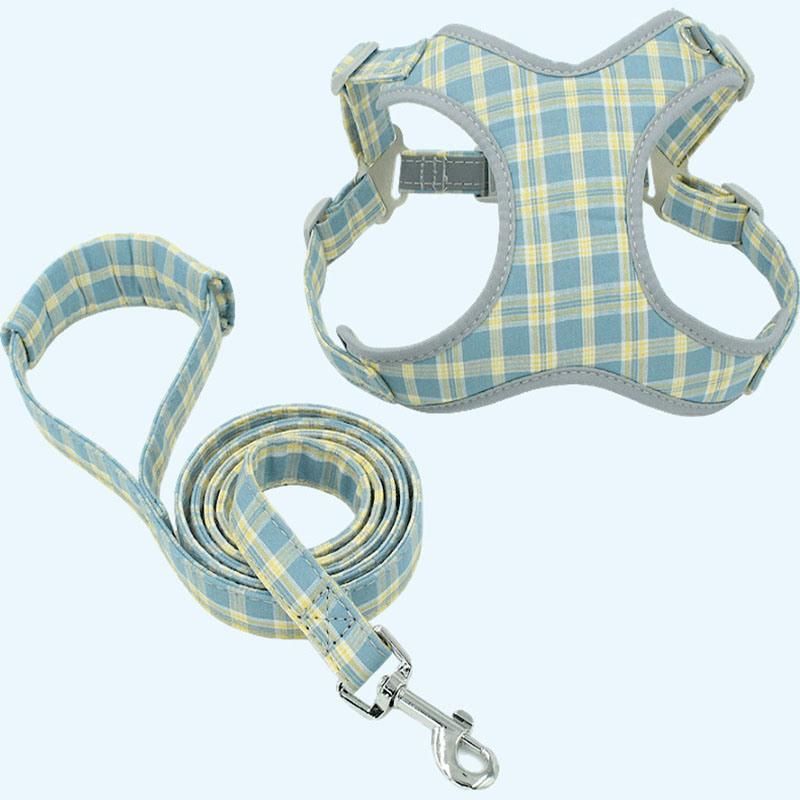 Colorful Plaid Pet Harness Walking Dog Harness with Pet Leash