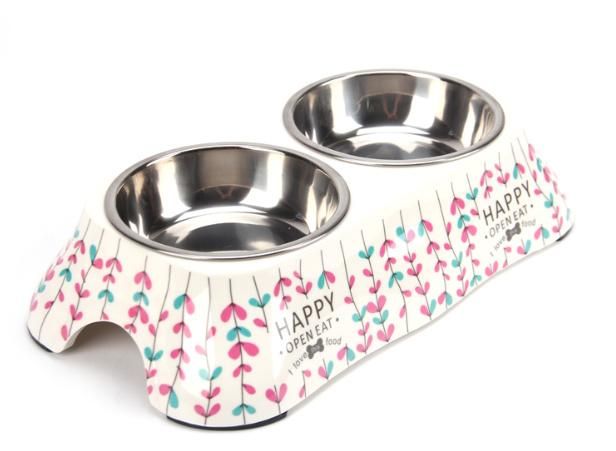 Double Cute Stainless Steel Dog Bowls Pet Bowl