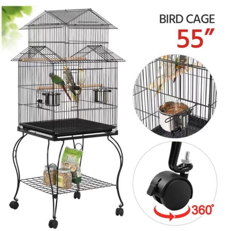 Customized OEM ODM Large Bird Parrot Cage White Metal Bird Cages Parrot Bird Cage