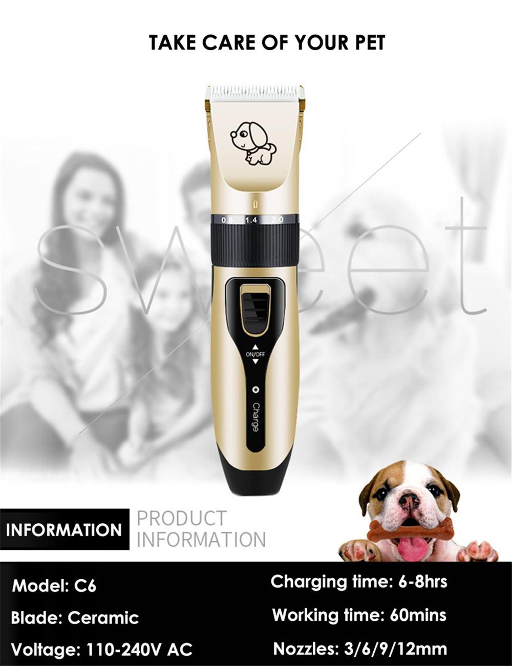 Pet Dog Cat Grooming Kit Rechargeable Cordless Electric Hair Clipper Trimmer