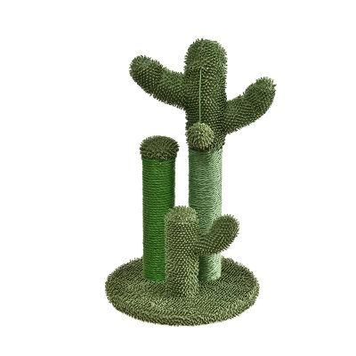 Petstar 2020 Natural Sisal Cat Scratching Post Cactus Cat Scratcher Featuring 3 Scratching Poles and Dangling Ball