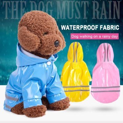 Pet Small Dog Raincoat PU Reflective Waterproof Clothes Hooded Rainwear