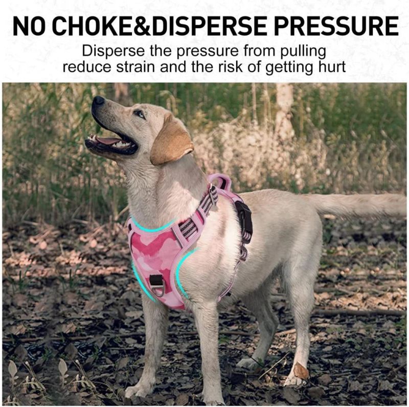 Adjustable Easy Control Dog Harness with Handle 2 Metal Rings - Durable Reflective