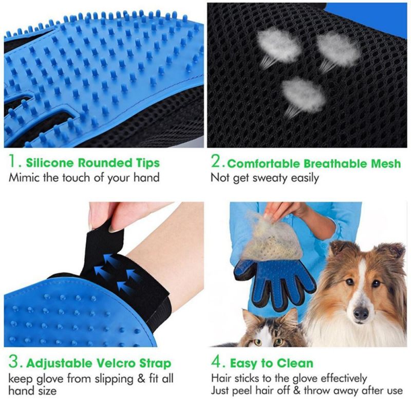 Pet Hair Gloves Pet Cleaning Grooming Glove Dog Cat Hair Removal Silicone Brush Left/Right