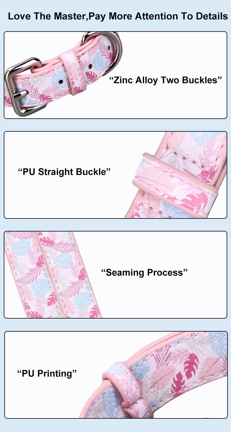 Custom Printed Charms Designer, Luxury PU Leather Pet Dog Collars and Leash//